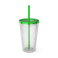 Fight Like a Warrior, Survive Like a Champion Breast Cancer Awareness 16oz Tumbler with Straw