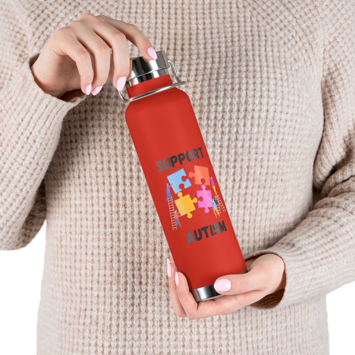Support Autism Puzzle Piece Awareness - 22oz Insulated Water Bottle