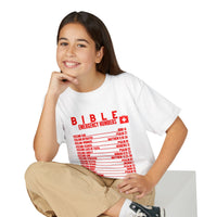Bible Emergency Numbers Youth T-Shirt — Red