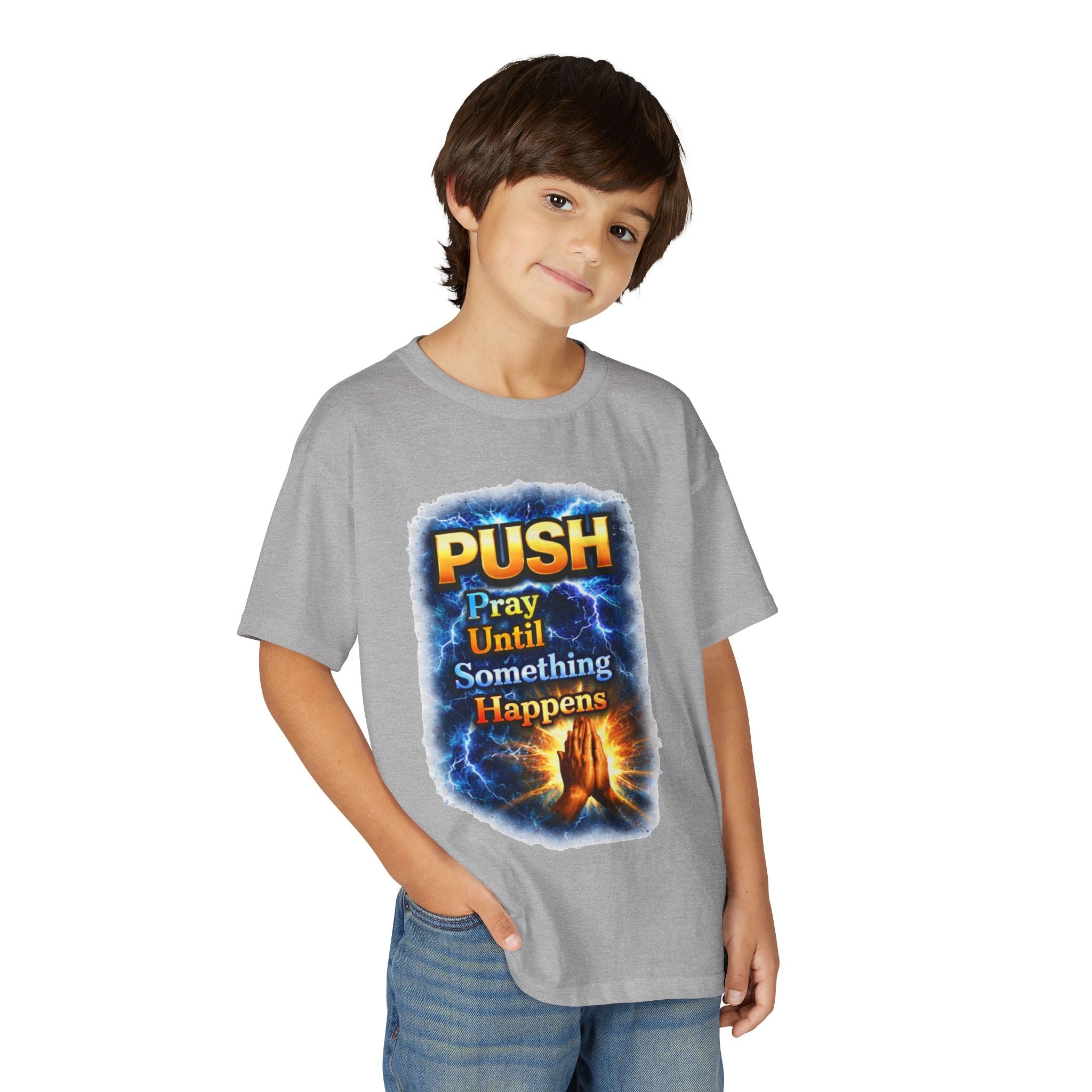 "Push: Pray Until Something Happens" Youth T-shirt - Hands