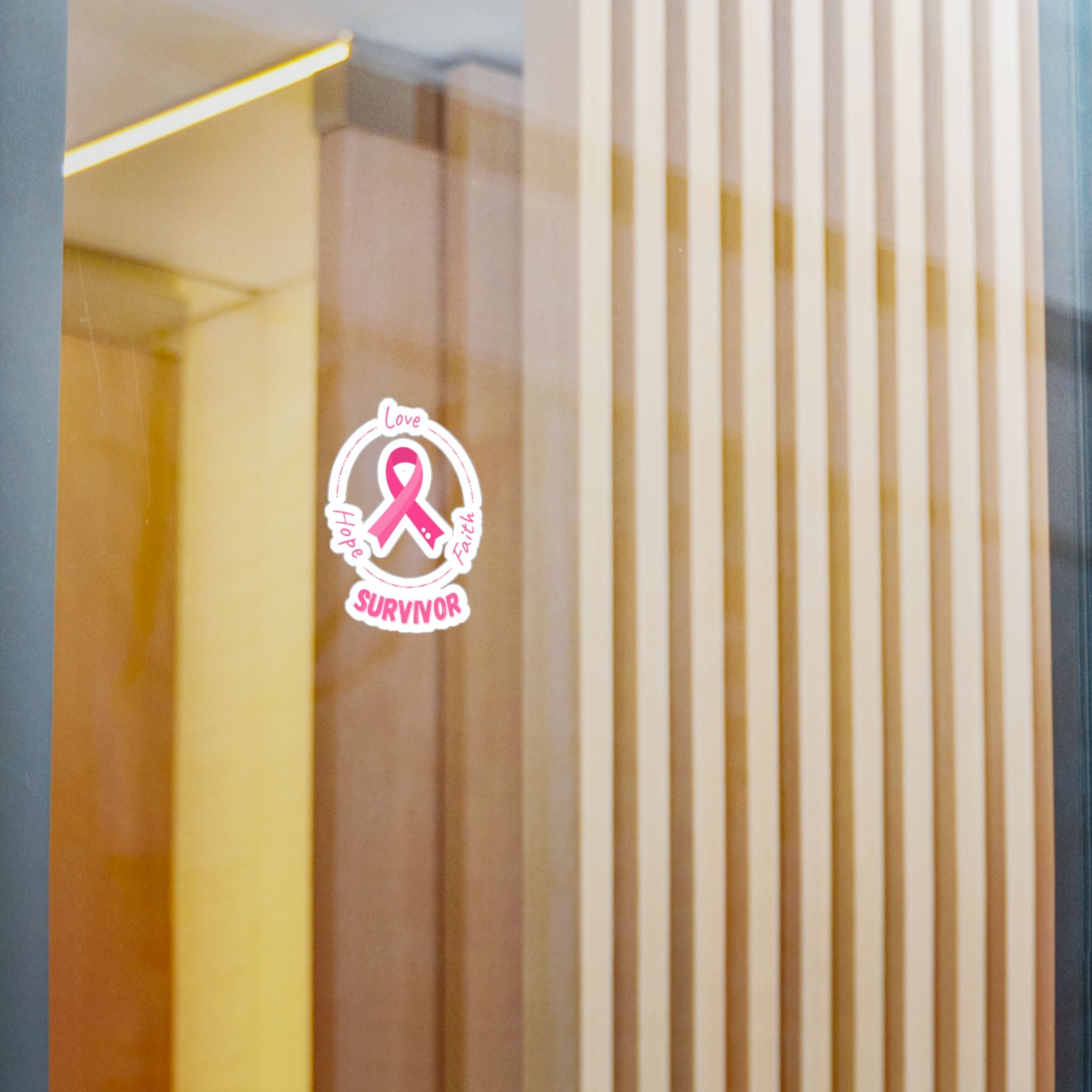 Breast Cancer Survivor Pink Ribbon Decal — Hope Love Faith Vinyl Sticker