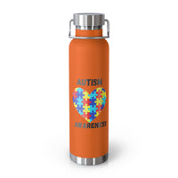 Autism Puzzle Heart Awareness — 22oz Insulated Water Bottle