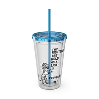 "The Righteous Are Bold as a Lion" 16oz Inspirational Tumbler with Straw