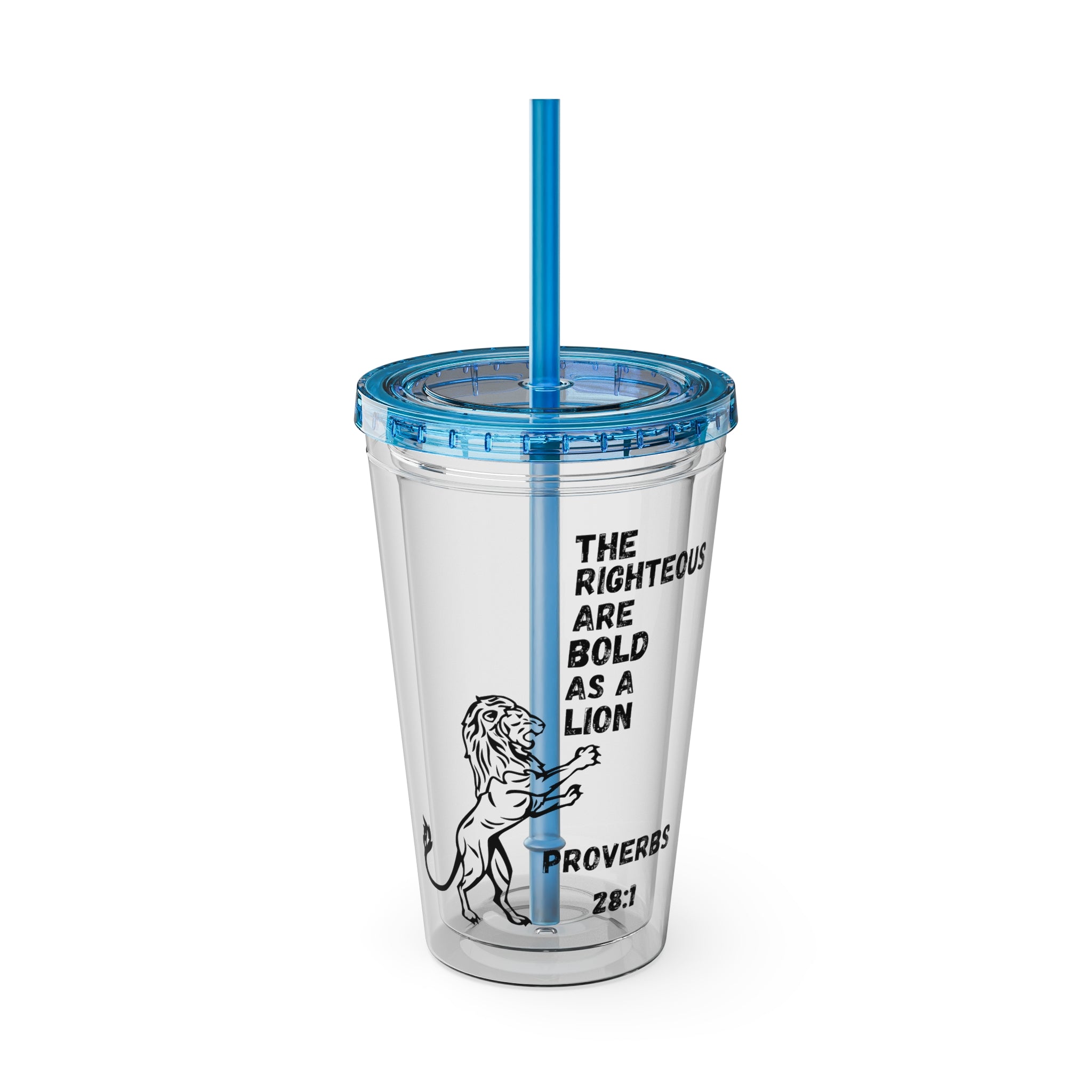 "The Righteous Are Bold as a Lion" 16oz Inspirational Tumbler with Straw