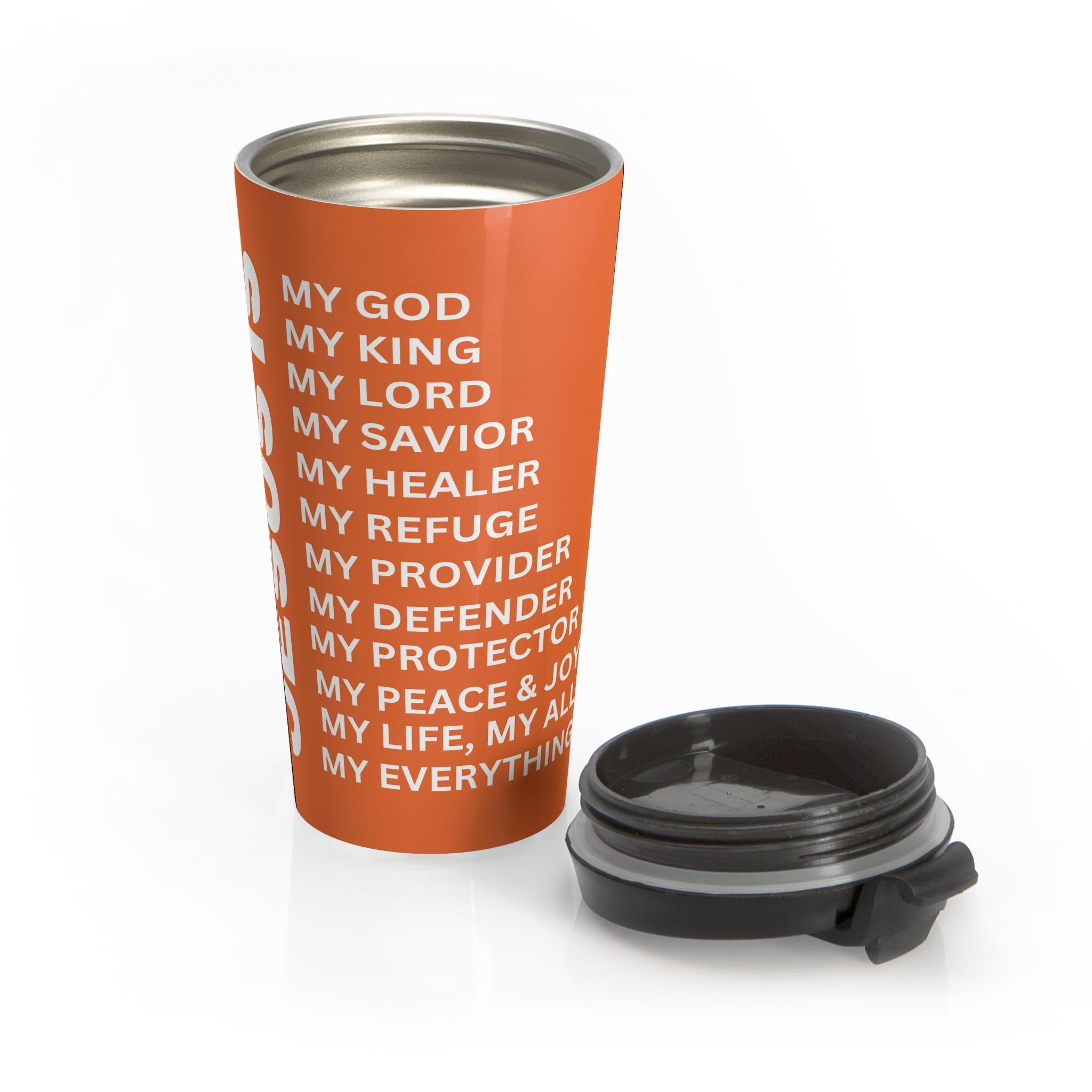 Christian JESUS IS Orange Stainless Steel Travel Mug - White
