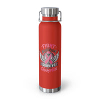 Fight Warrior Survive Champion Pink Ribbon 22oz Insulated Water Bottle