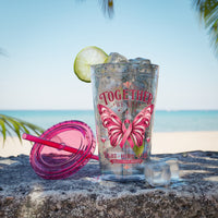 Together We Rise Butterfly Breast Cancer 16oz Tumbler with Straw