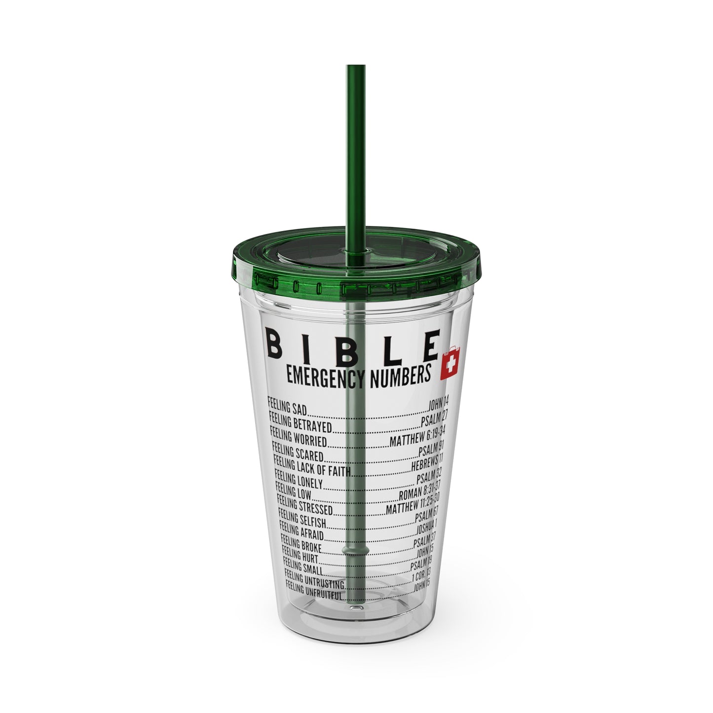 Bible Emergency Numbers 16oz Tumbler with Straw