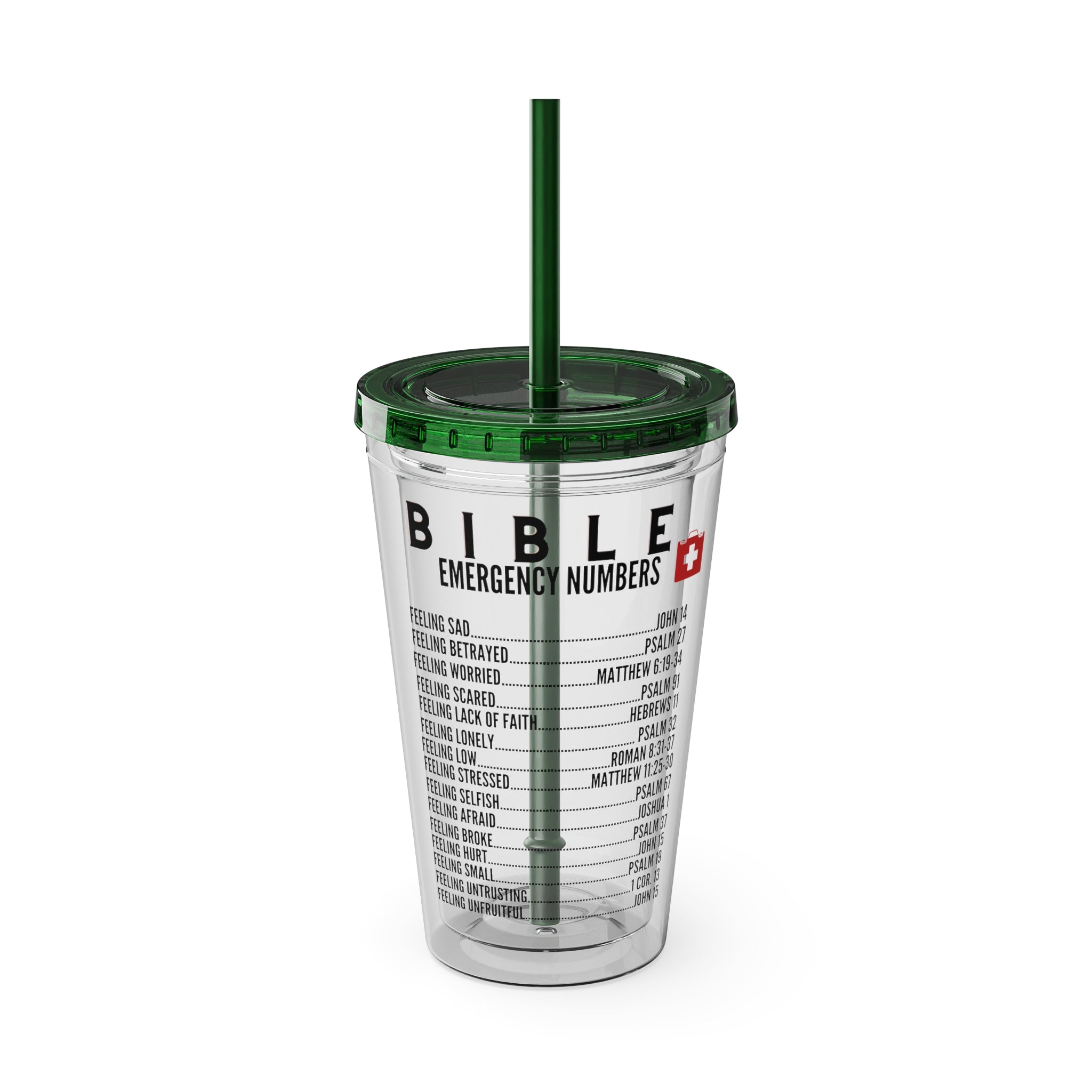 Bible Emergency Numbers 16oz Tumbler with Straw