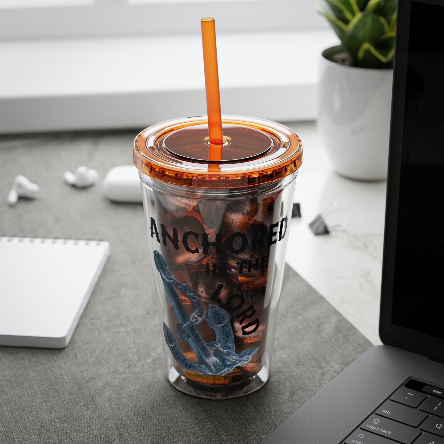Anchored in the Lord 16oz Tumbler with Straw