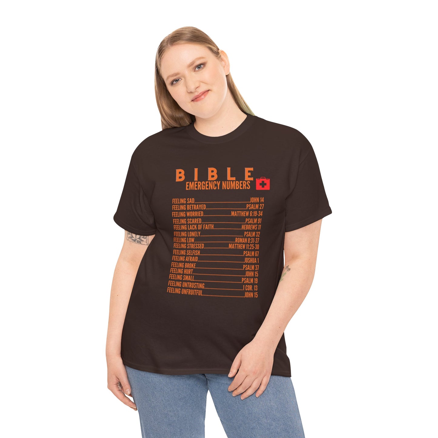 Bible Emergency Numbers Tee - Orange