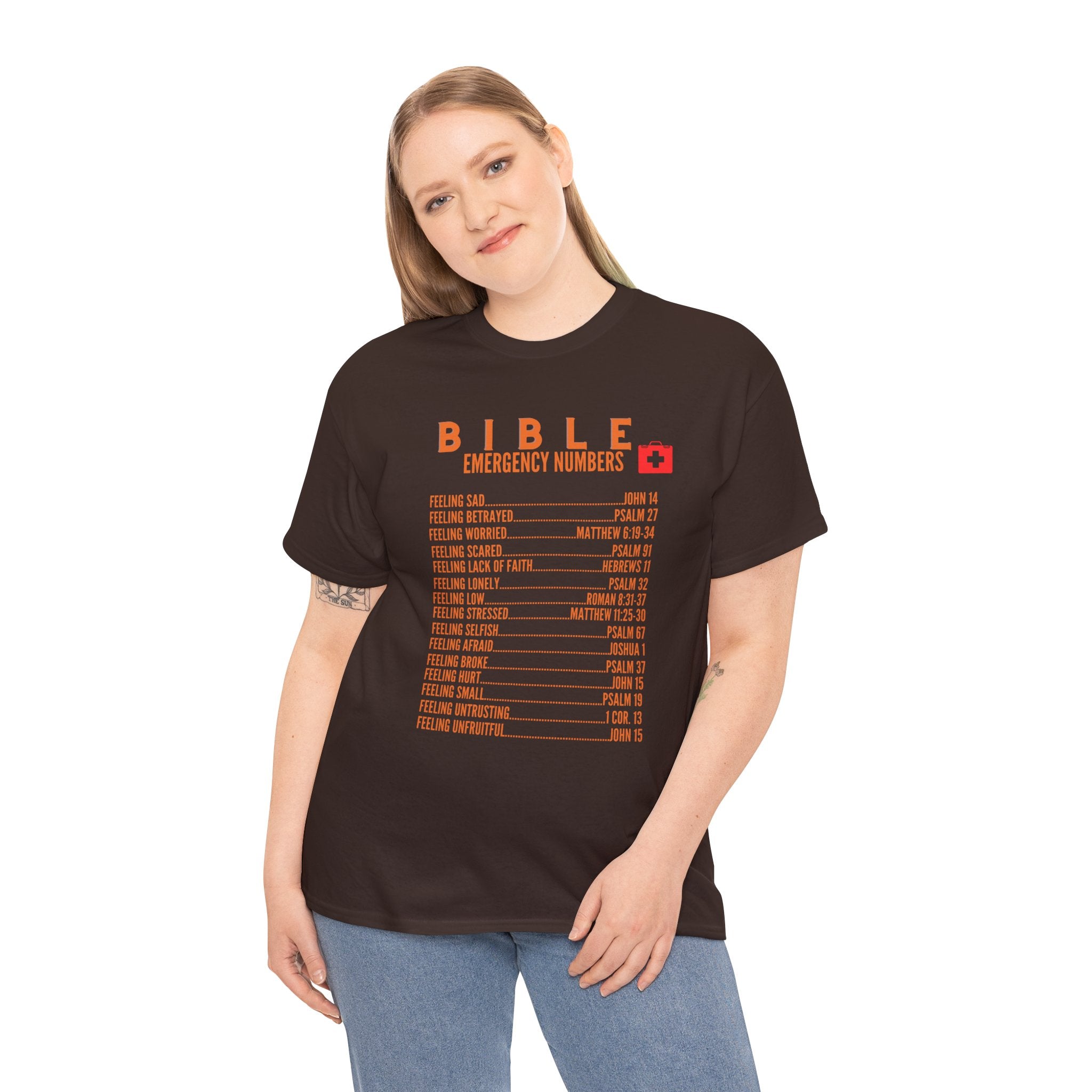 Bible Emergency Numbers Tee - Orange
