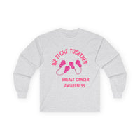 Breast Cancer Awareness Long Sleeve Tee — "We Fight Together" Pink Gloves
