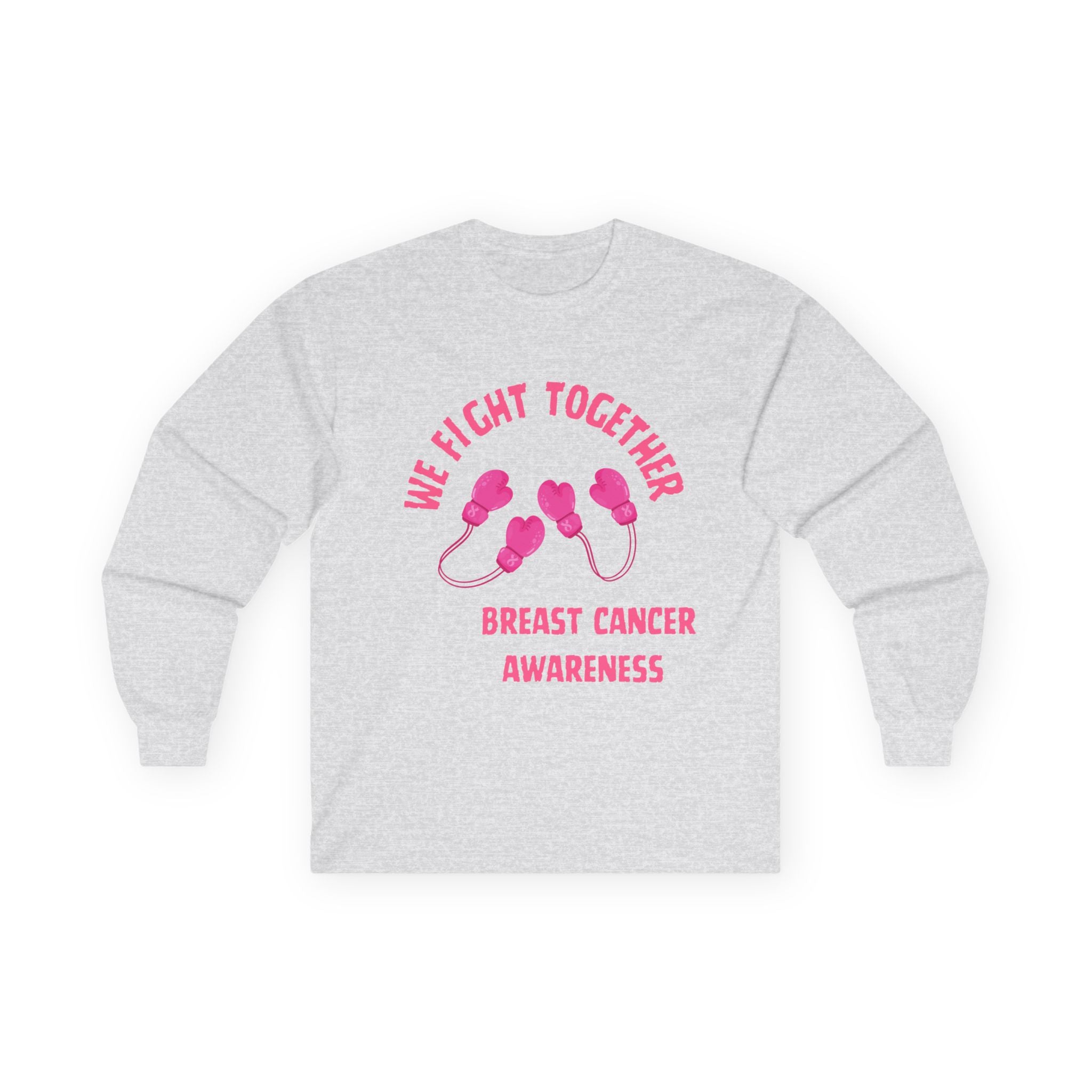 Breast Cancer Awareness Long Sleeve Tee — "We Fight Together" Pink Gloves