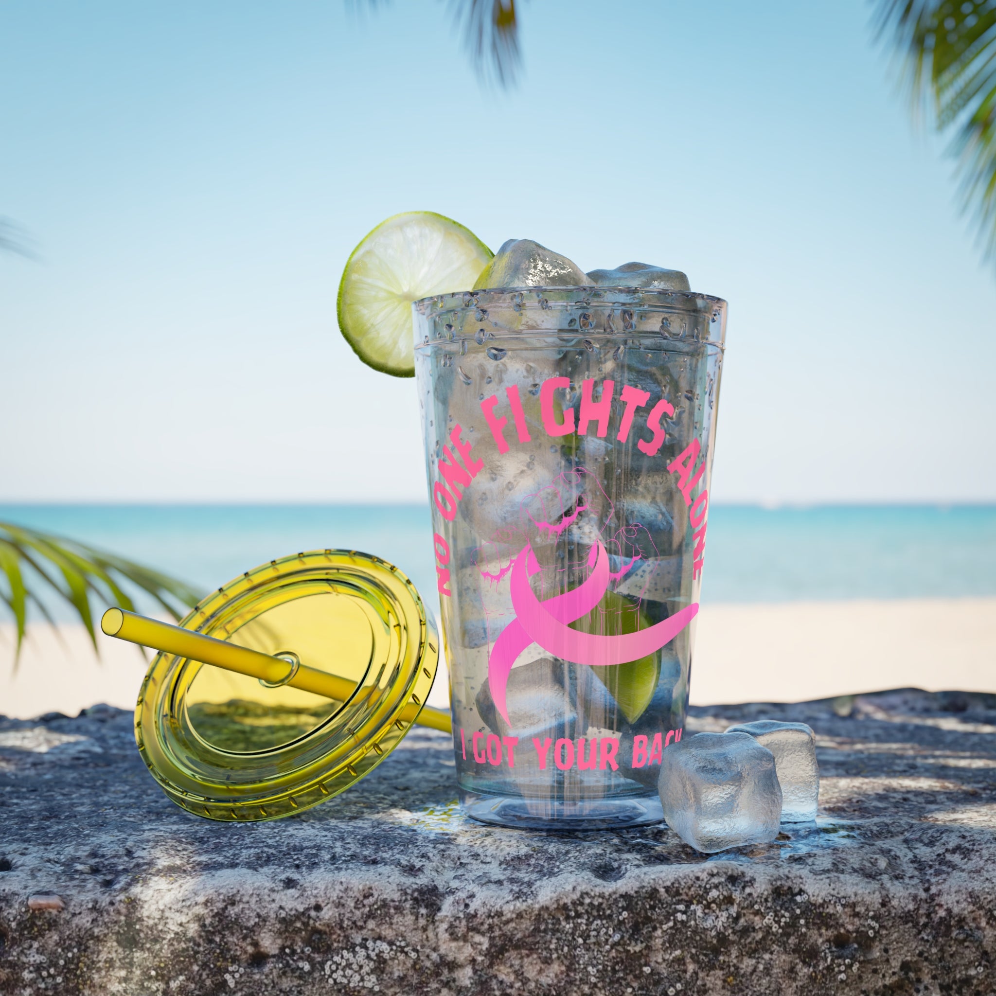"No One Fights Alone" 16oz Tumbler with Straw