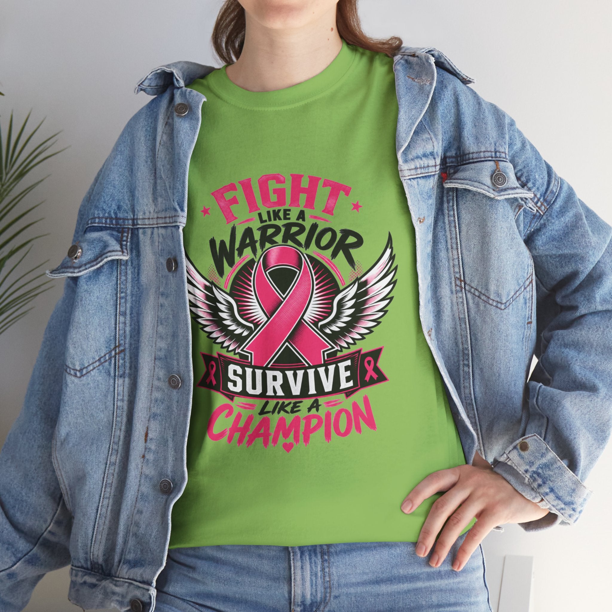 Fight Like a Warrior, Survive Like a Champion Breast Cancer Awareness T-Shirt