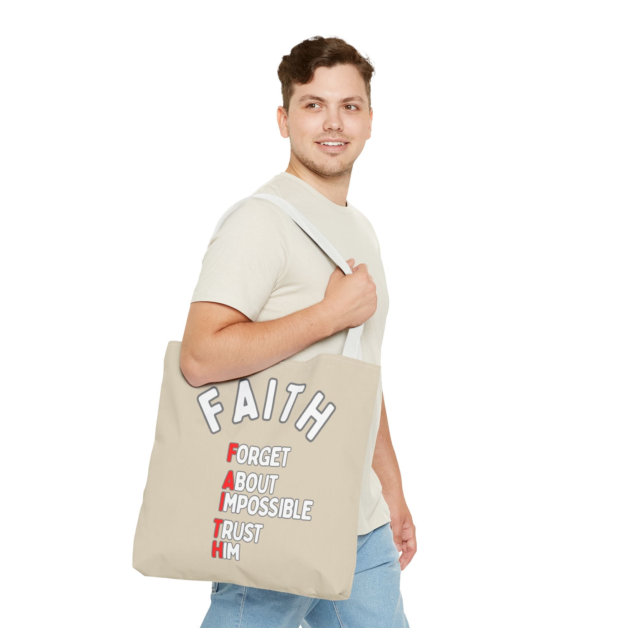 FAITH: Forget About Impossible, Trust Him Tote - Sand