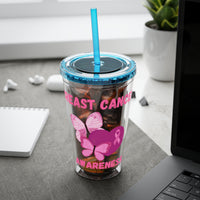 Breast Cancer Awareness 16oz Tumbler with Straw - Butterfly, Heart