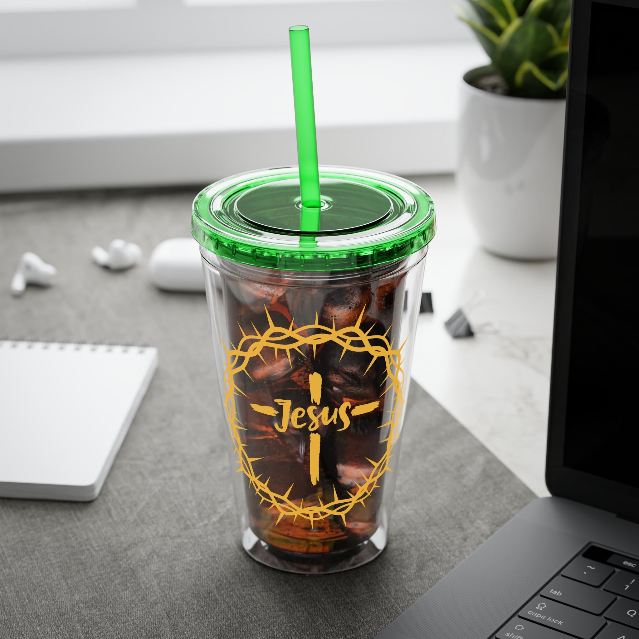 Jesus Crown of Thorns 16oz Tumbler with Straw