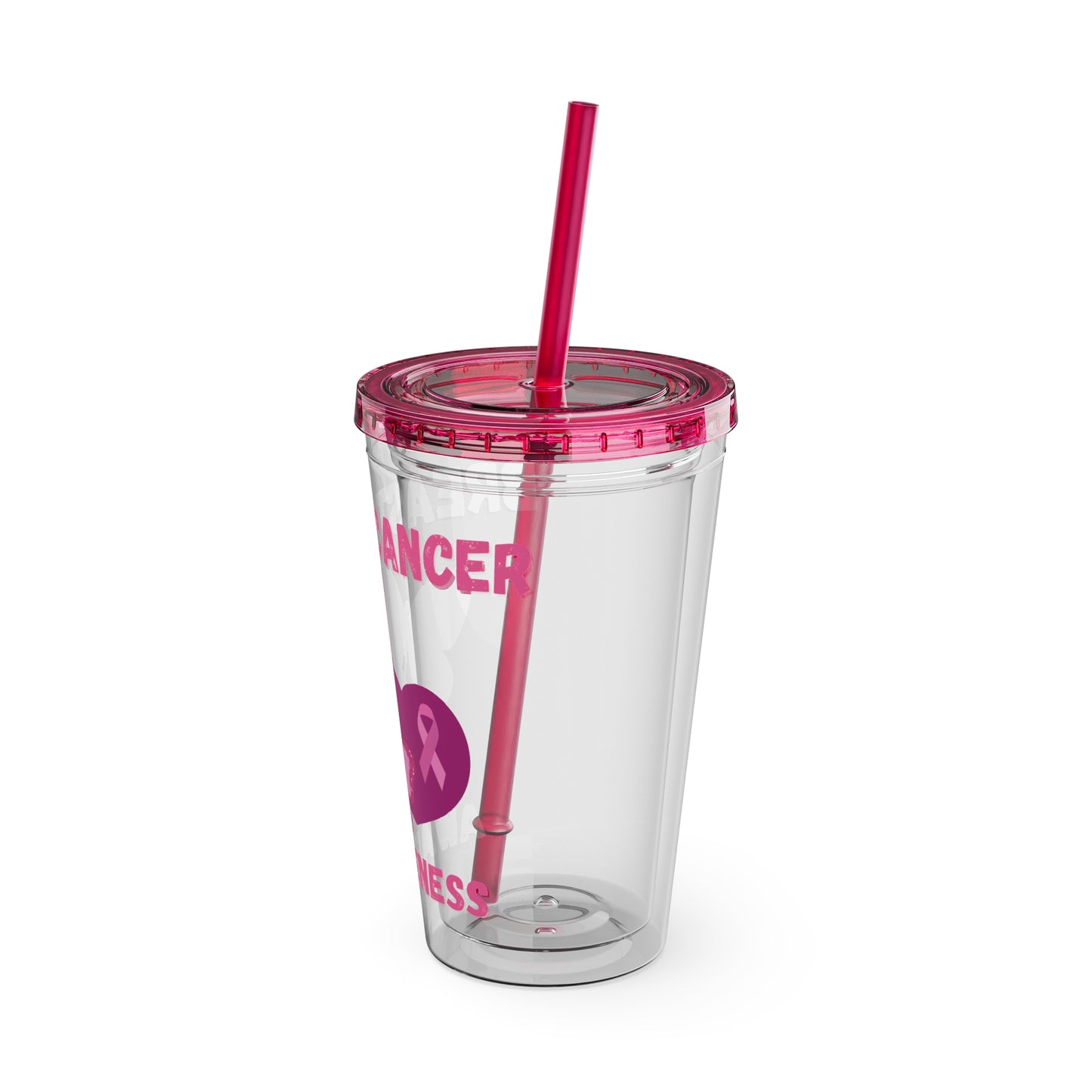 Breast Cancer Awareness 16oz Tumbler with Straw - Butterfly, Heart