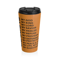 Christian JESUS IS Orange Stainless Steel Travel Mug - Blk