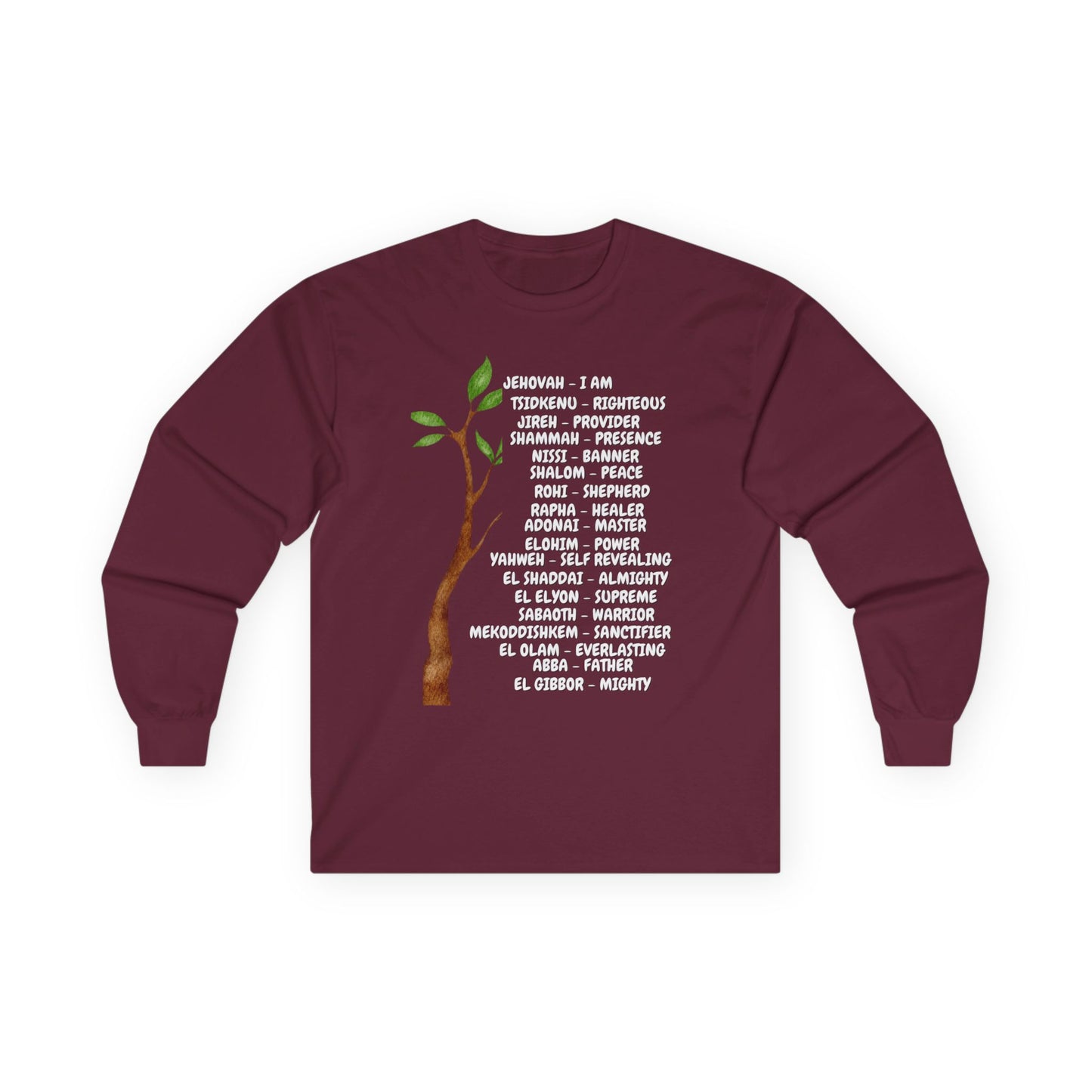 Characteristic Names of God Long Sleeve Tee - White