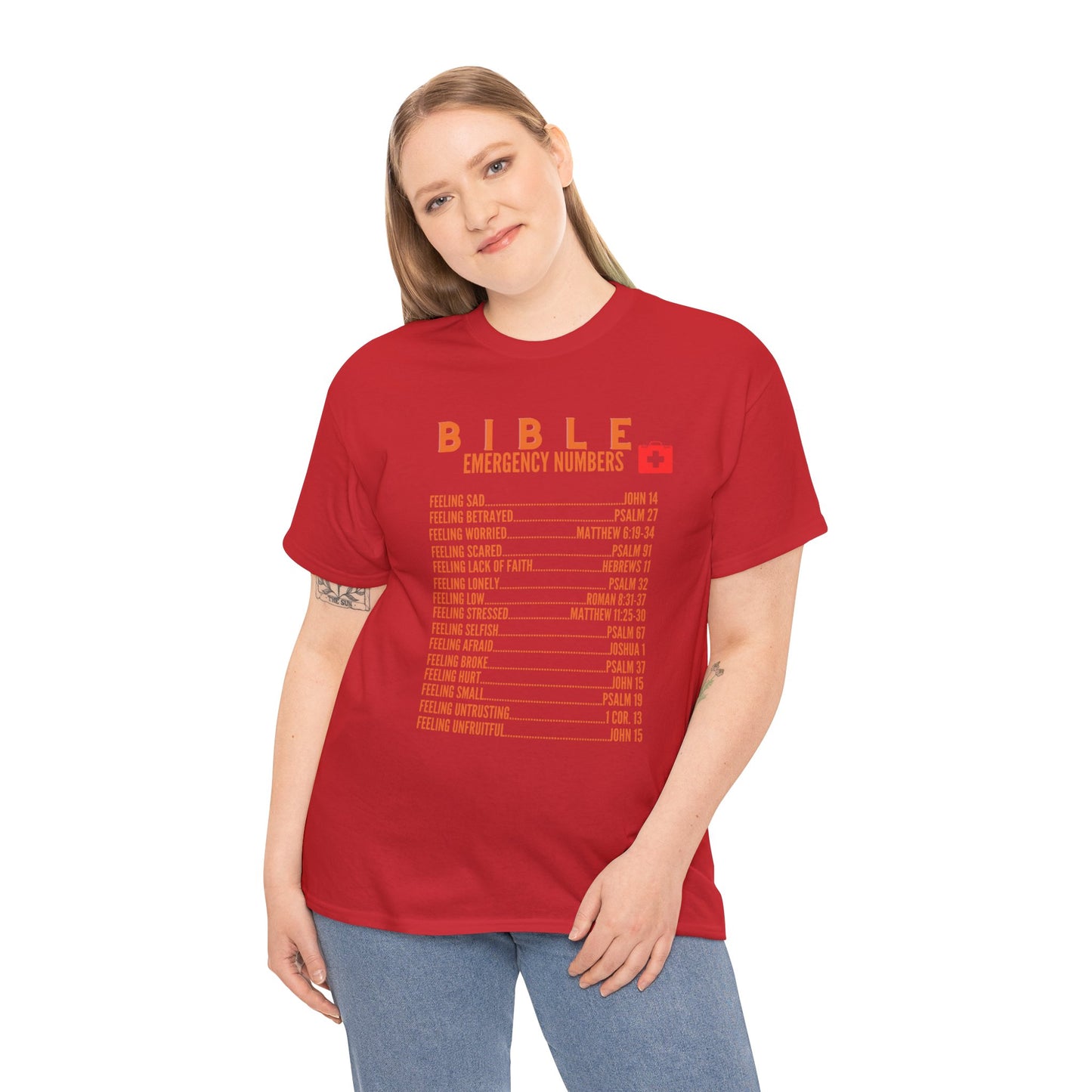Bible Emergency Numbers Tee - Orange