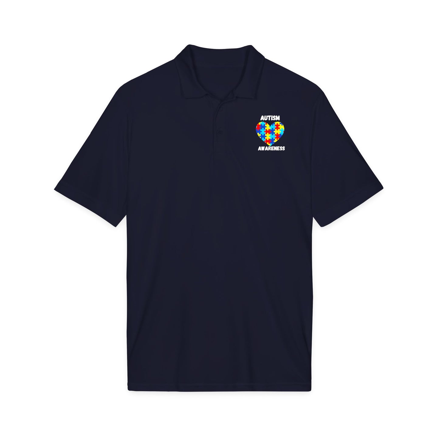 Autism Puzzle Heart Polo - White