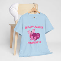 Breast Cancer Awareness Tee with Pink Butterfly & Ribbon