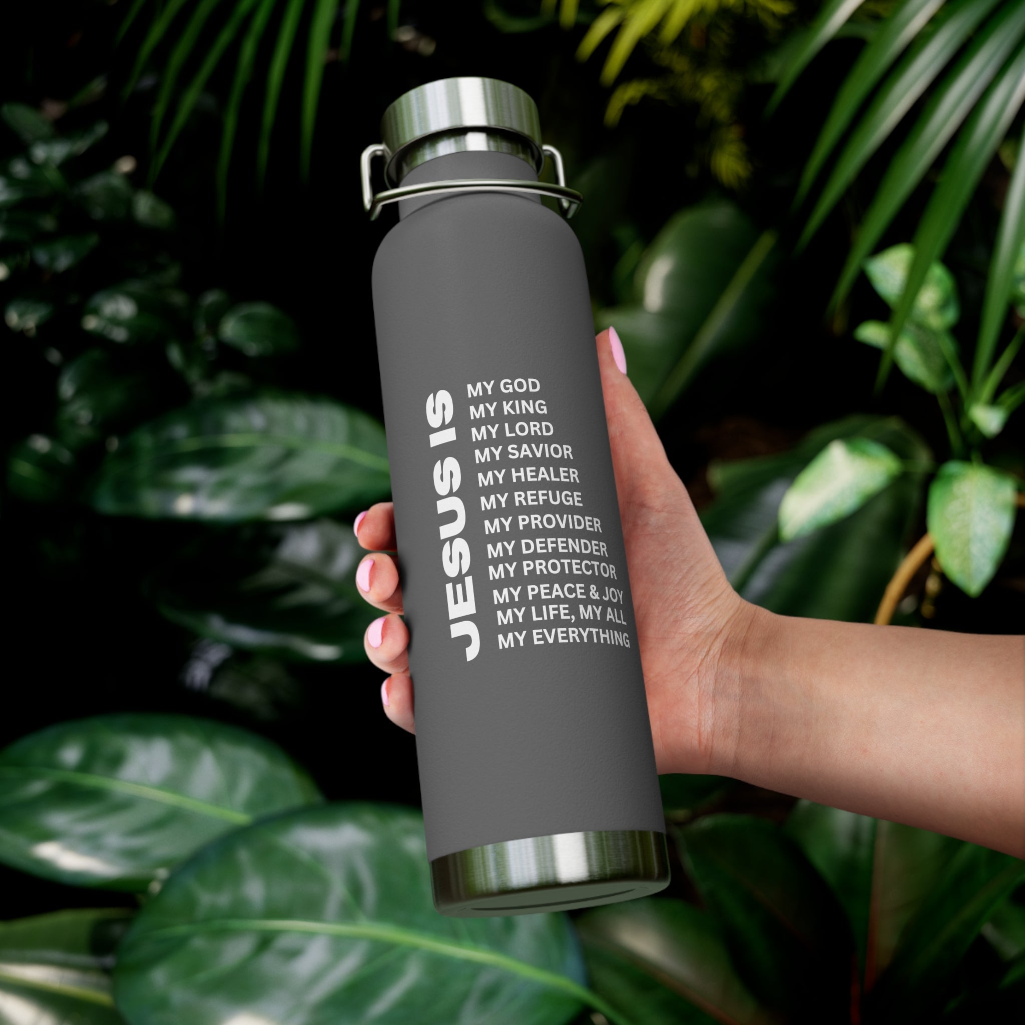 Christian JESUS IS 22oz Insulated Water Bottle - White