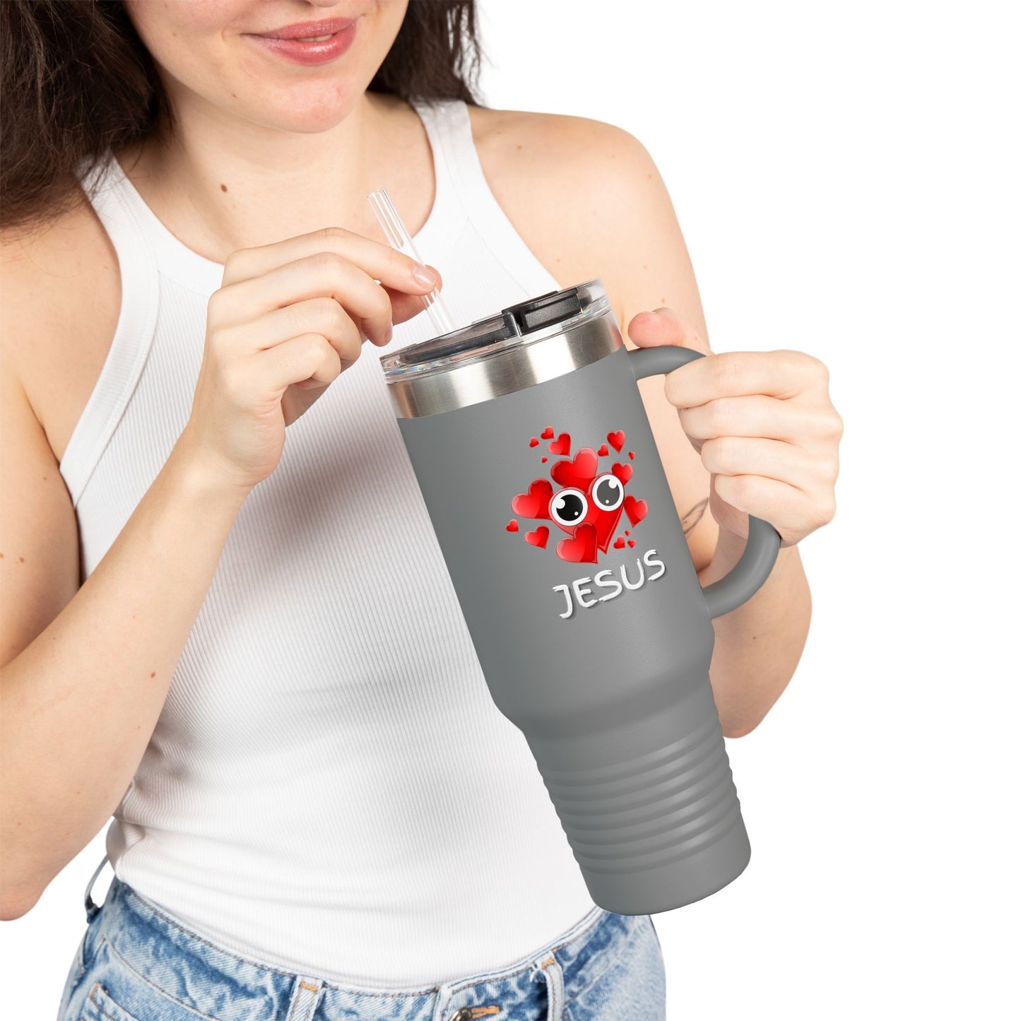 Eye Love Jesus White Insulated Travel Mug, 40oz White