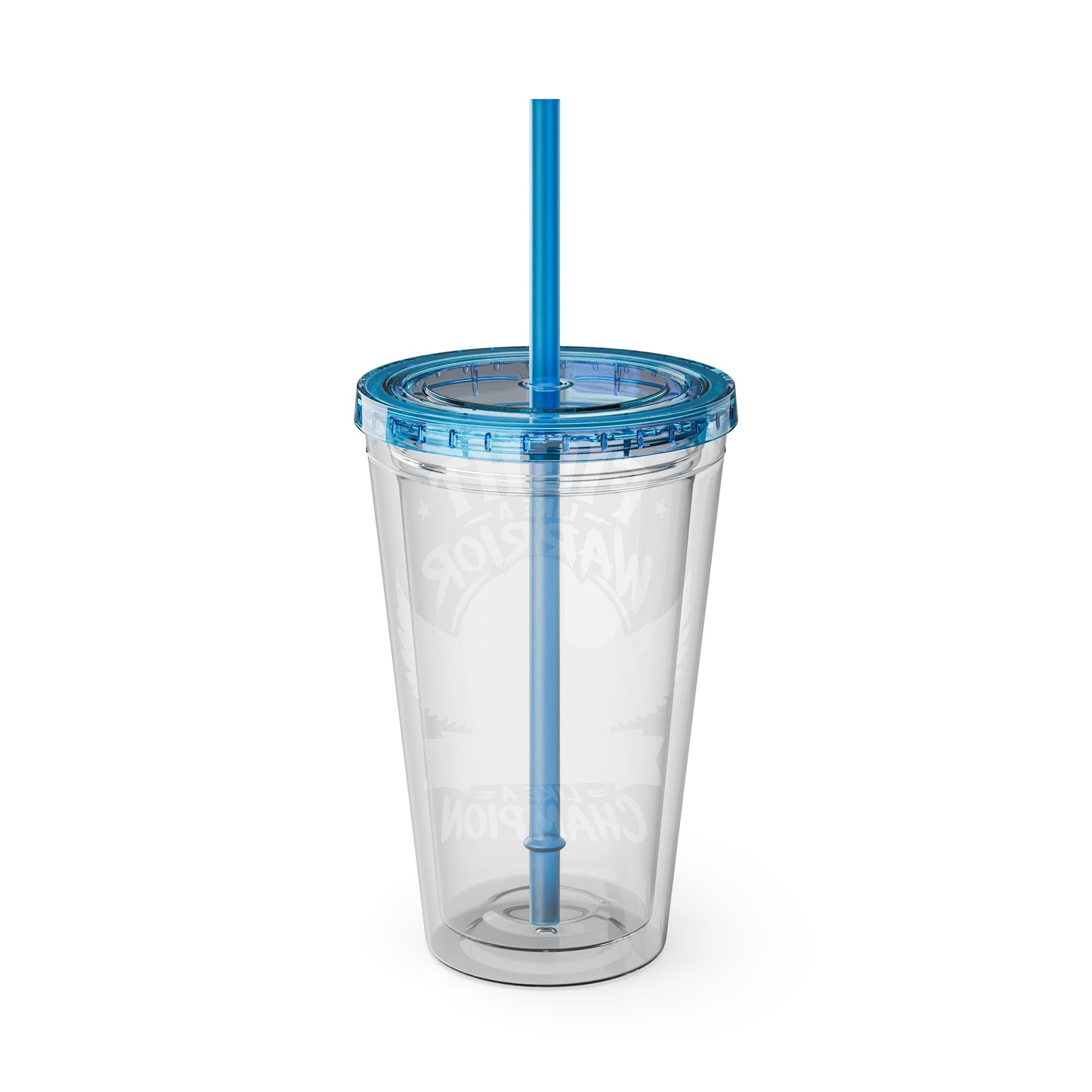 Fight Like a Warrior, Survive Like a Champion Breast Cancer Awareness 16oz Tumbler with Straw