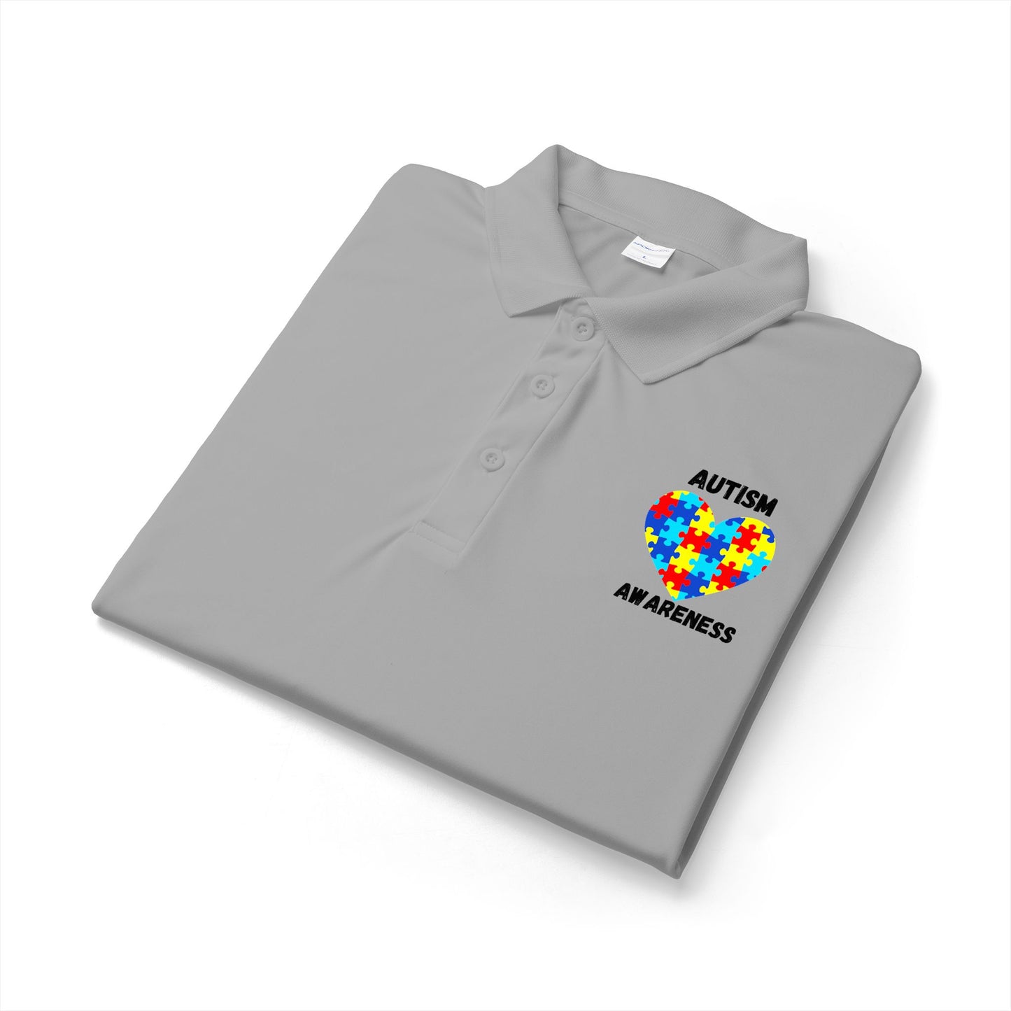 Autism Puzzle Heart Polo - Black
