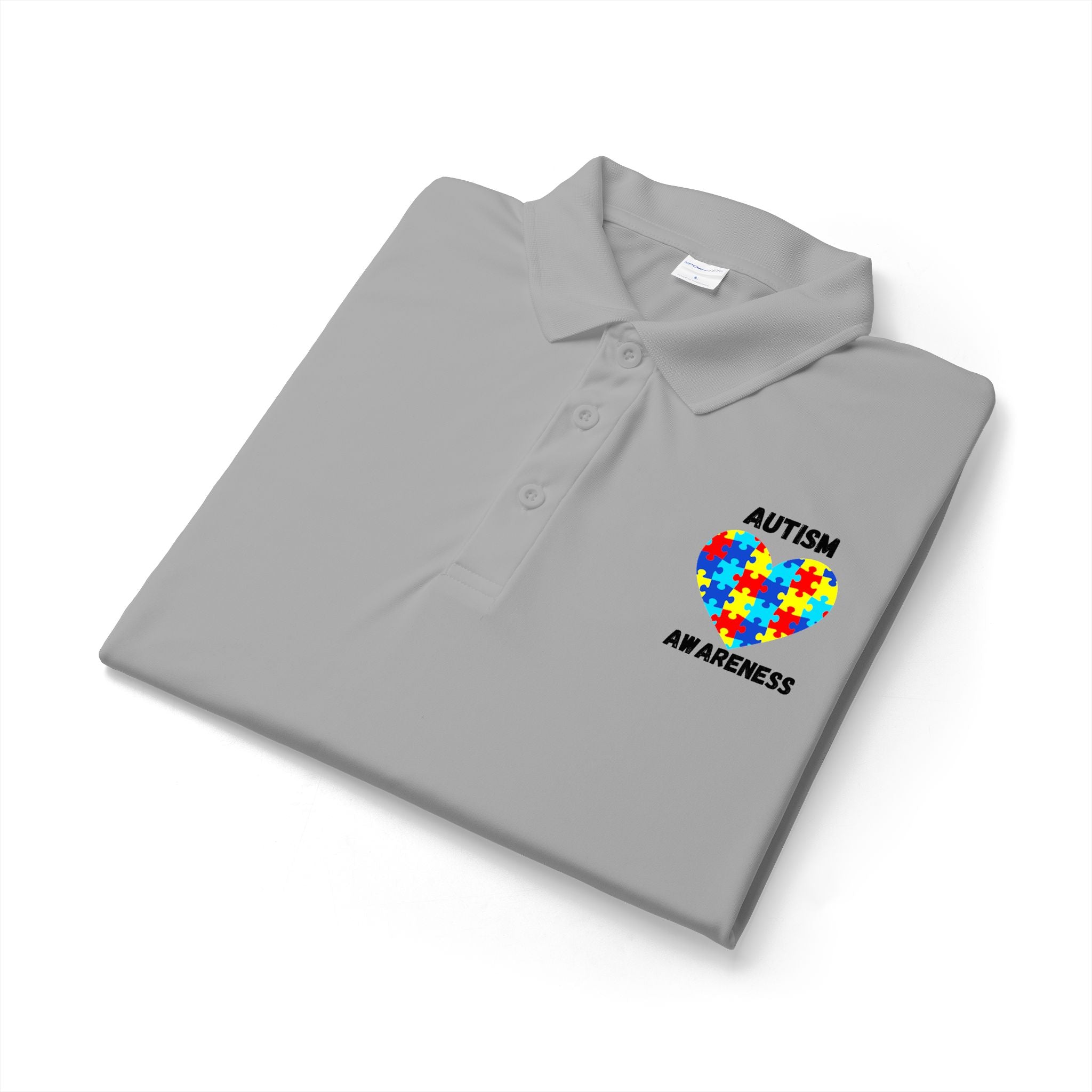 Autism Puzzle Heart Polo - Black