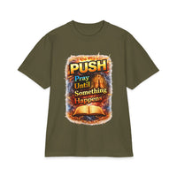 Push Pray Until Something Happens T‑Shirt - Bible — 7X only