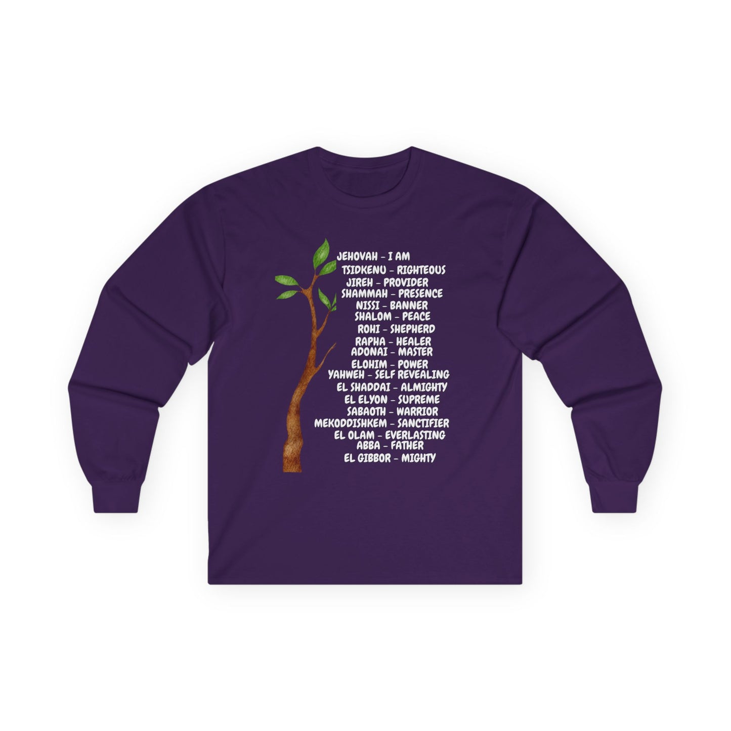 Characteristic Names of God Long Sleeve Tee - White