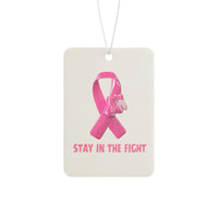 Breast Cancer Awareness Car Air Freshener — Pink Ribbon “Stay in the Fight”