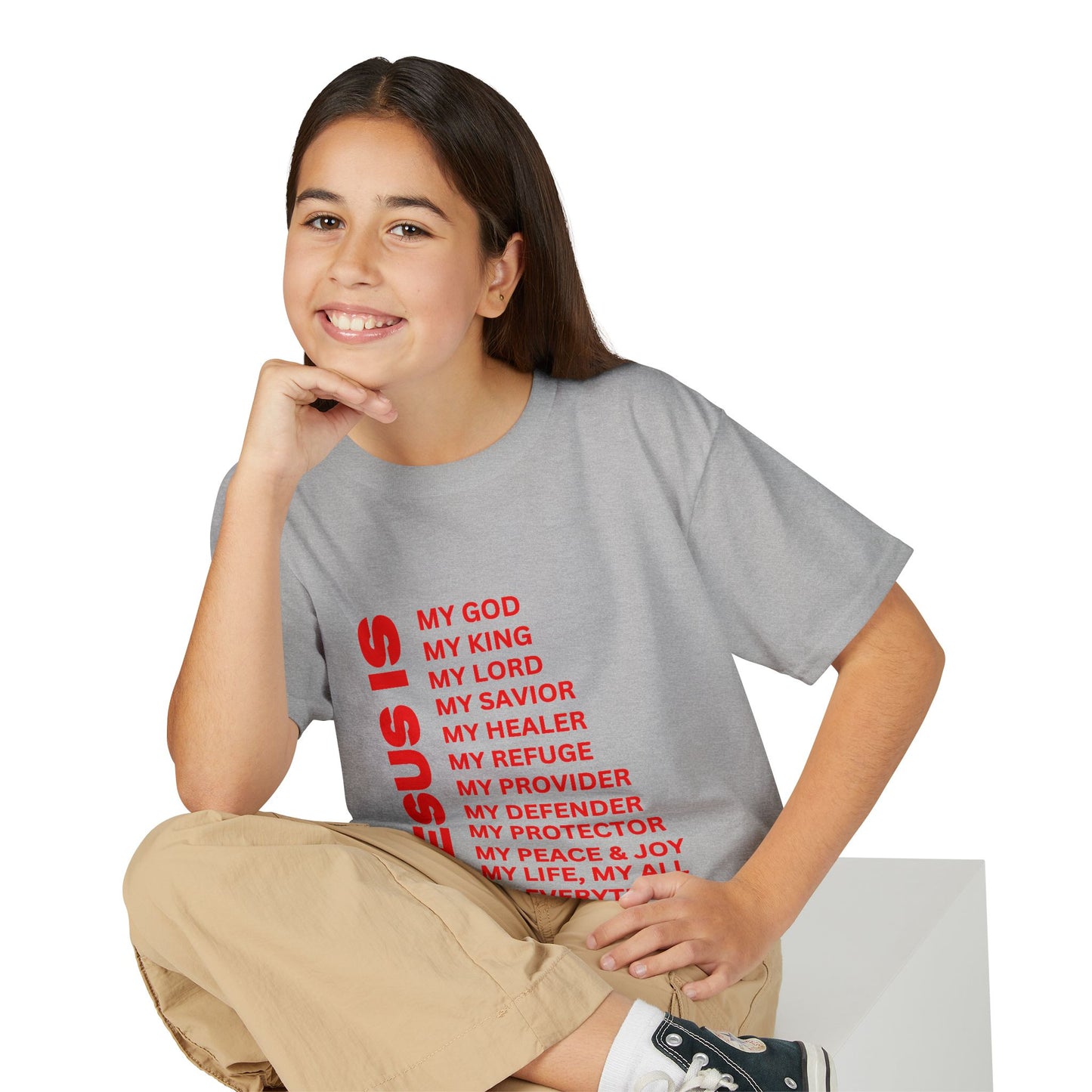 Christian JESUS IS Youth Short Sleeve - Red