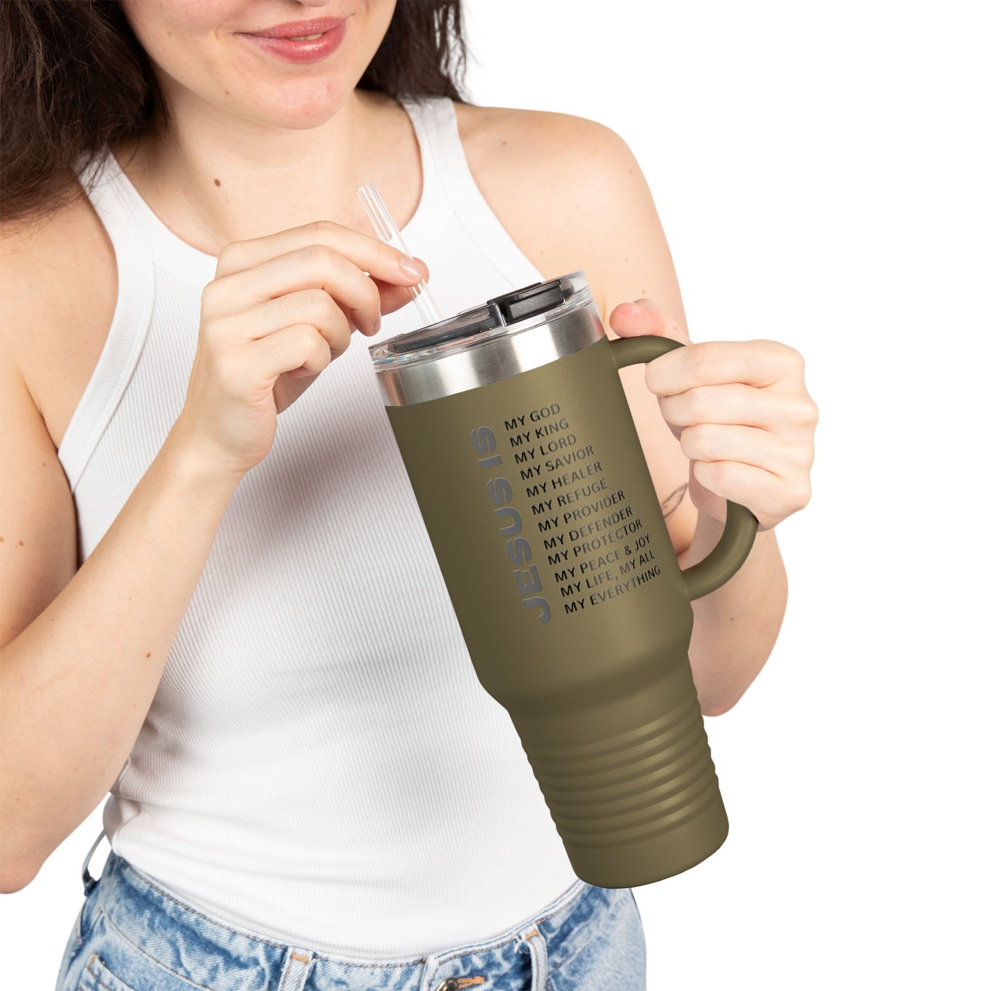 Christian JESUS IS Insulated Travel Mug, 40oz Black