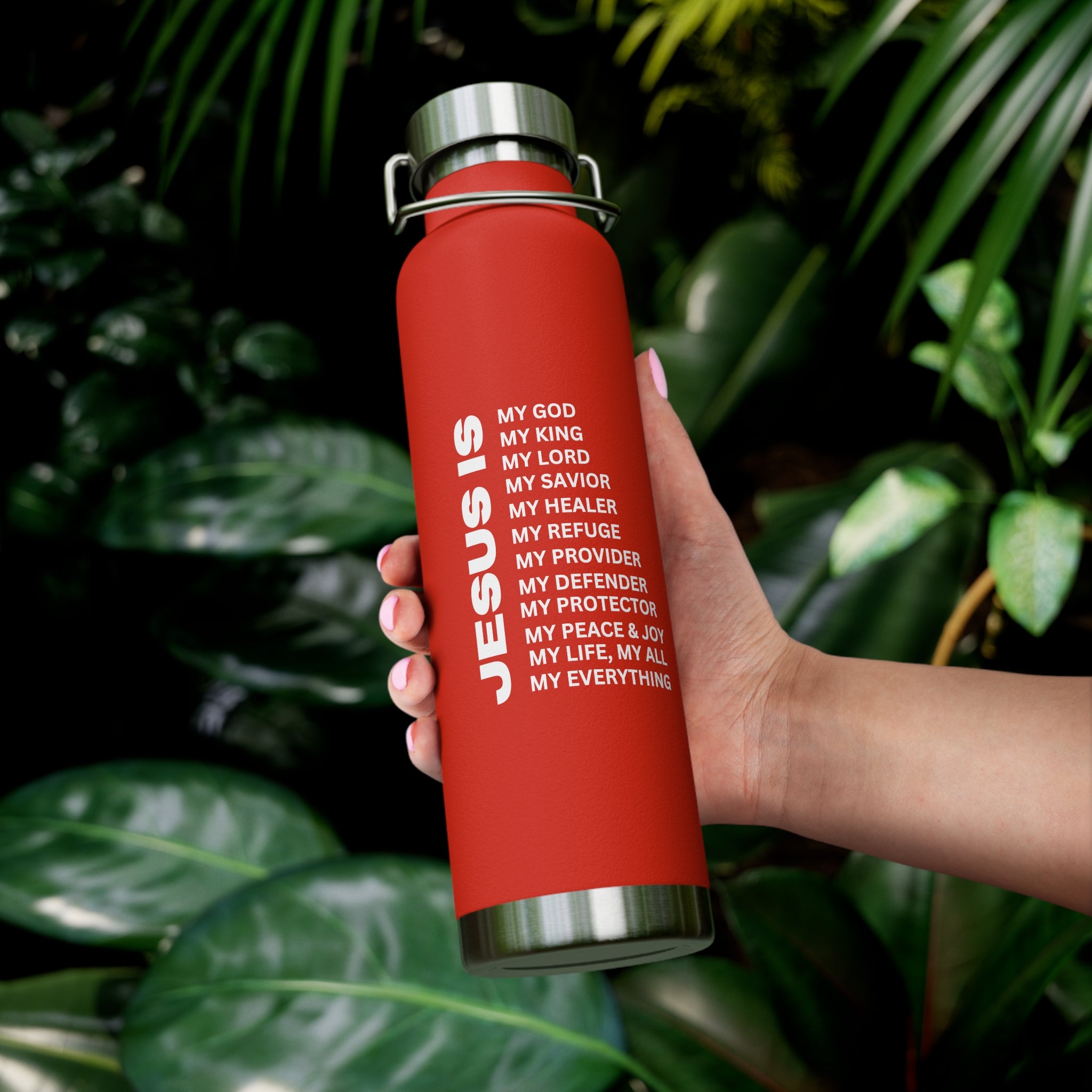 Christian JESUS IS 22oz Insulated Water Bottle - White