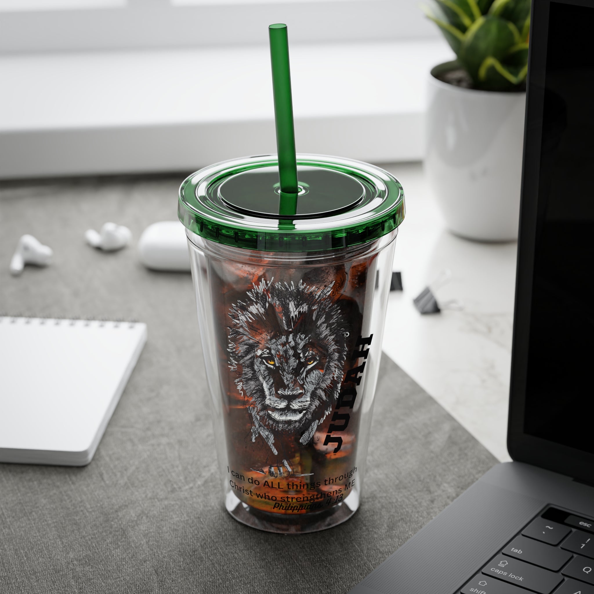 Lion of Judah 16oz Tumbler with Straw