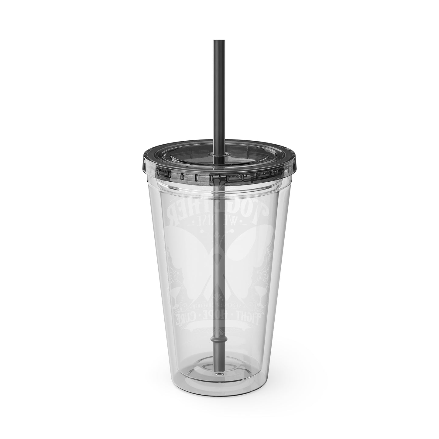 Together We Rise Butterfly Breast Cancer 16oz Tumbler with Straw