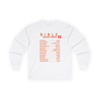 Bible Emergency Numbers Long Sleeve Tee - Orange