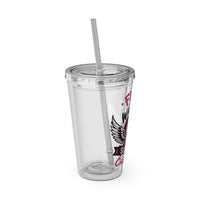 Fight Like a Warrior, Survive Like a Champion Breast Cancer Awareness 16oz Tumbler with Straw