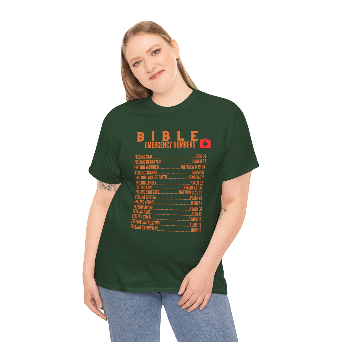 Bible Emergency Numbers Tee - Orange