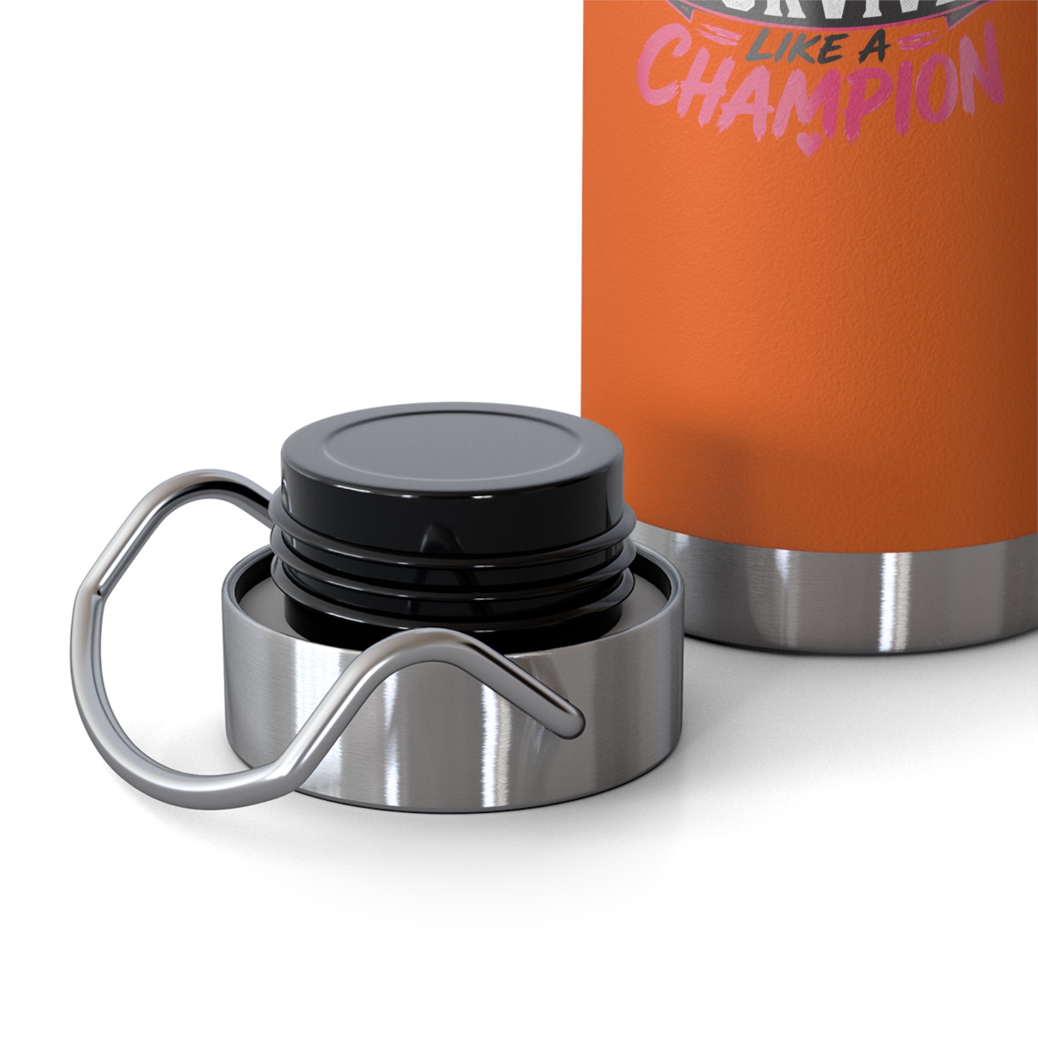 Fight Warrior Survive Champion Pink Ribbon 22oz Insulated Water Bottle