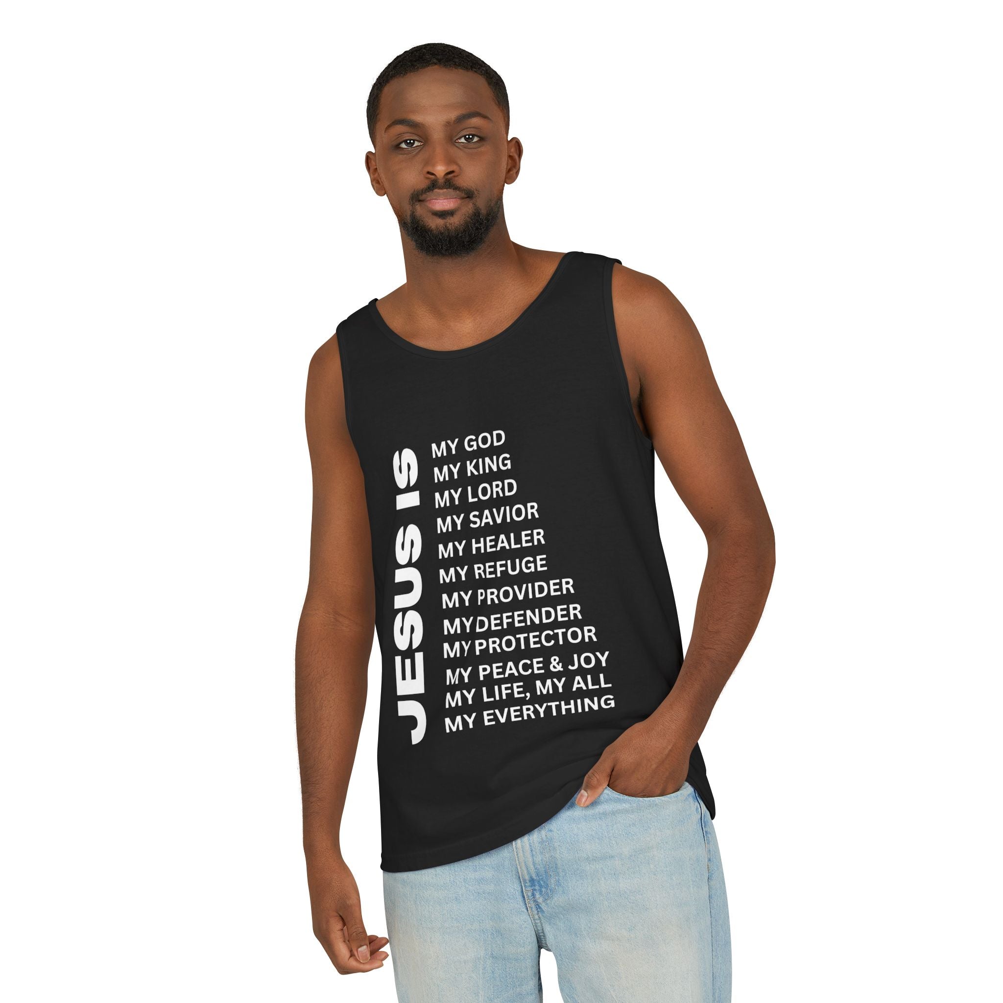 Christian JESUS IS Tank - White