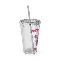 Breast Cancer Awareness 16oz Tumbler with Straw - Butterfly, Heart