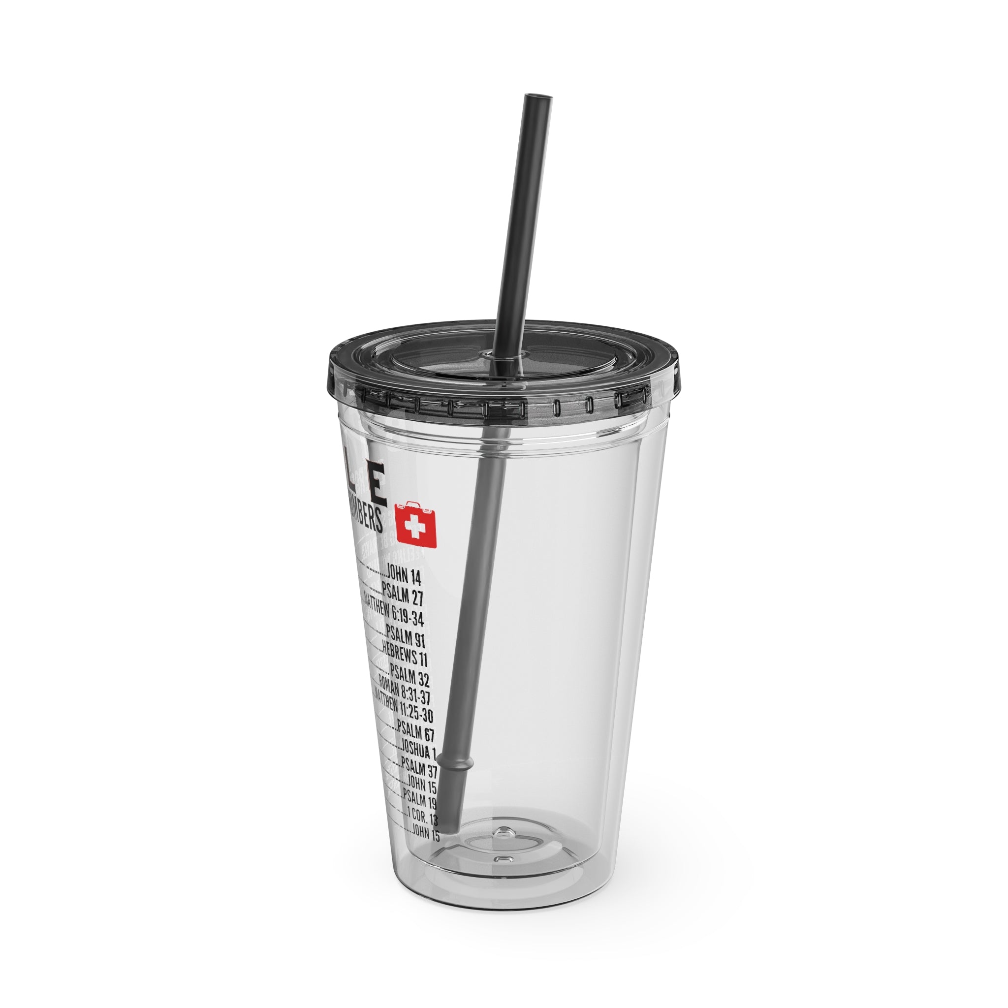 Bible Emergency Numbers 16oz Tumbler with Straw