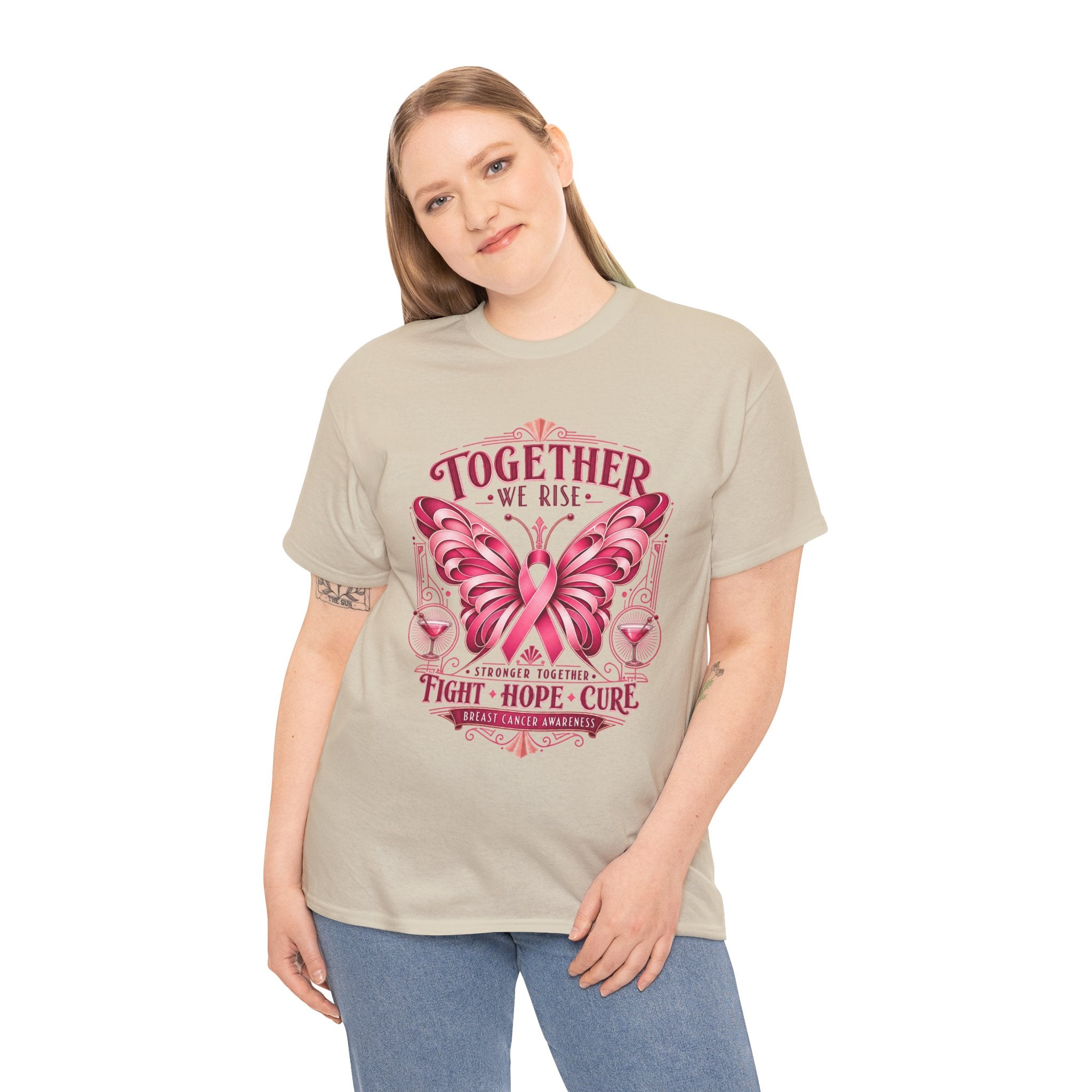 Together We Rise Breast Cancer Awareness T-Shirt — Fight Hope Cure Tee